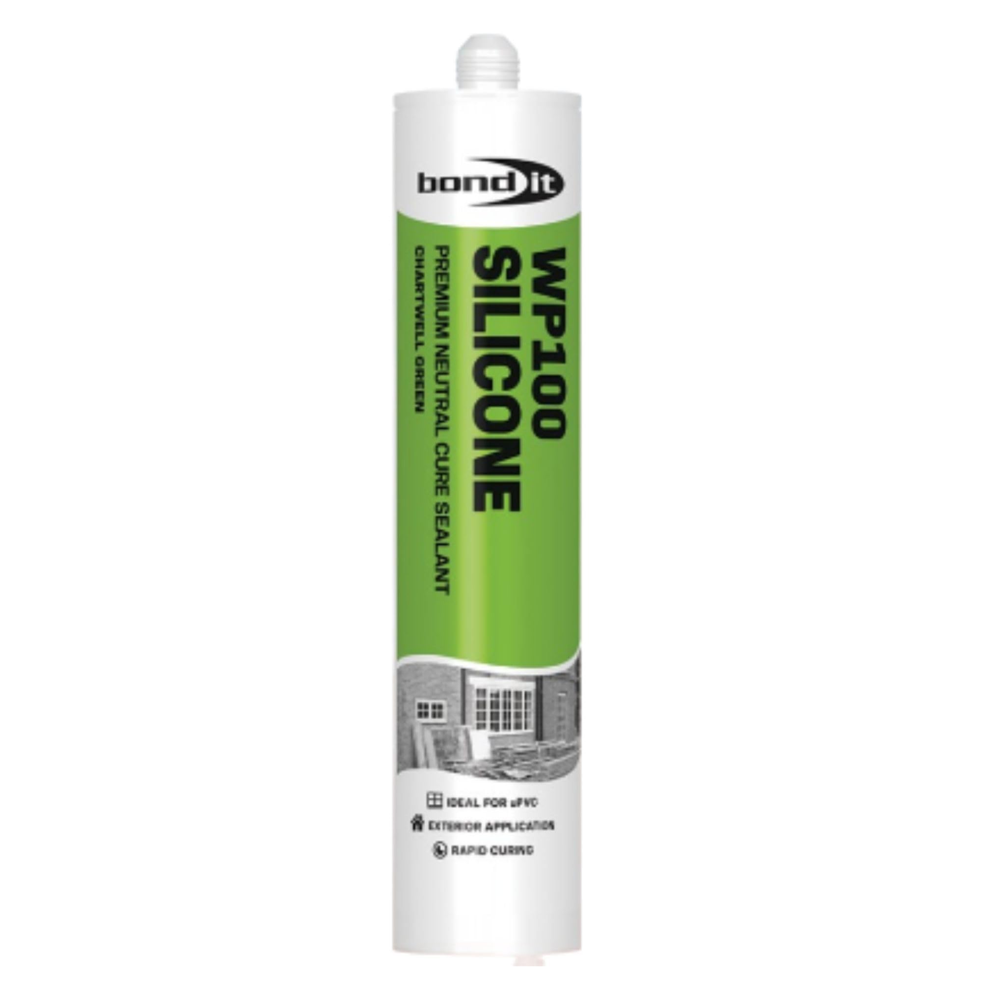 Bond It WP100 Premium Neutral Cure Oxime Silicone Sealant – Chartwell Green, 285ml EU3 | High-Performance Silicone – Mould-Resistant – Permanently Flexible | Sealant for Building & Construction Joints
