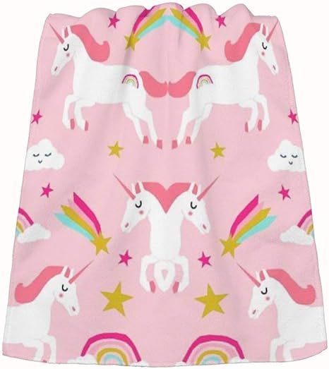 Amazon ユニコーン明るい色の生地虹雲星かわいい女の子ユニコーン生地ピンク タオル フェイスタオル 瞬間吸水 速乾 抗菌防臭 ふわふわ 肌触りが優しい 人気 安い 敏感肌 洗面用品 家庭用 フェイスタオル ホーム キッチン オンライン通販
