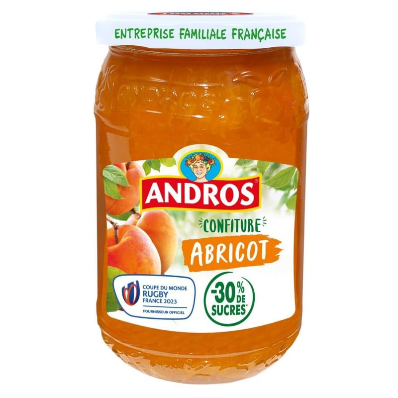 ANDROS Allégée Confiture D'Abricots - 350g : La gourmandise du petit déjeuner sans culpabilité - Découvrez notre recette allégée ! - Le Lot De 4