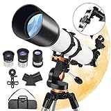 GATERDA Teleskope, Teleskop Astronomie, 90mm Öffnung 700mm Refraktor Teleskop für Erwachsene & Anfänger, Multi-Coated High Transmission Teleskop mit AZ Mount Stativ für Himmels und Planetenbeobachtung