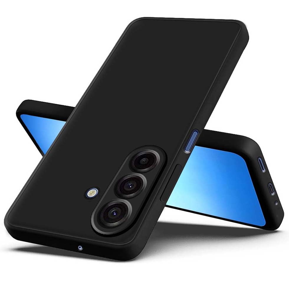 Image of Fashionury Liquid Silicon Back Cover for Samsung Galaxy M17 5G / Samsung Galaxy A17 5G / Samsung Galaxy F17 5G | Camera Protection | Inner Velvet Fabric | Anti-Fingerprint | Ultra Slim Case (Black)