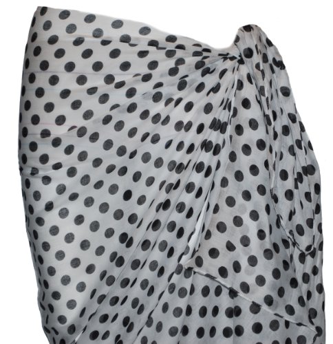 White Cotton Sarong with Polka Dot Design
