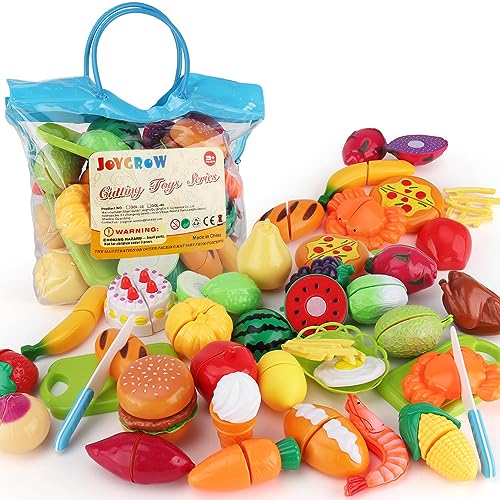 JoyGrow Alimentos de Juguete Cortar Frutas Verduras Temprano Desarrollo Educación Bebé Niños Juegos para cocinar (Azul)