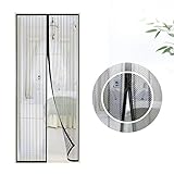 Mosquitera puerta magnetica, Samione Fiberglass magnético puerta de la pantalla de insectos, protección de insectos cortina magnética mosca cortina para sala de estar balcón, (90 * 210cm,Negro)