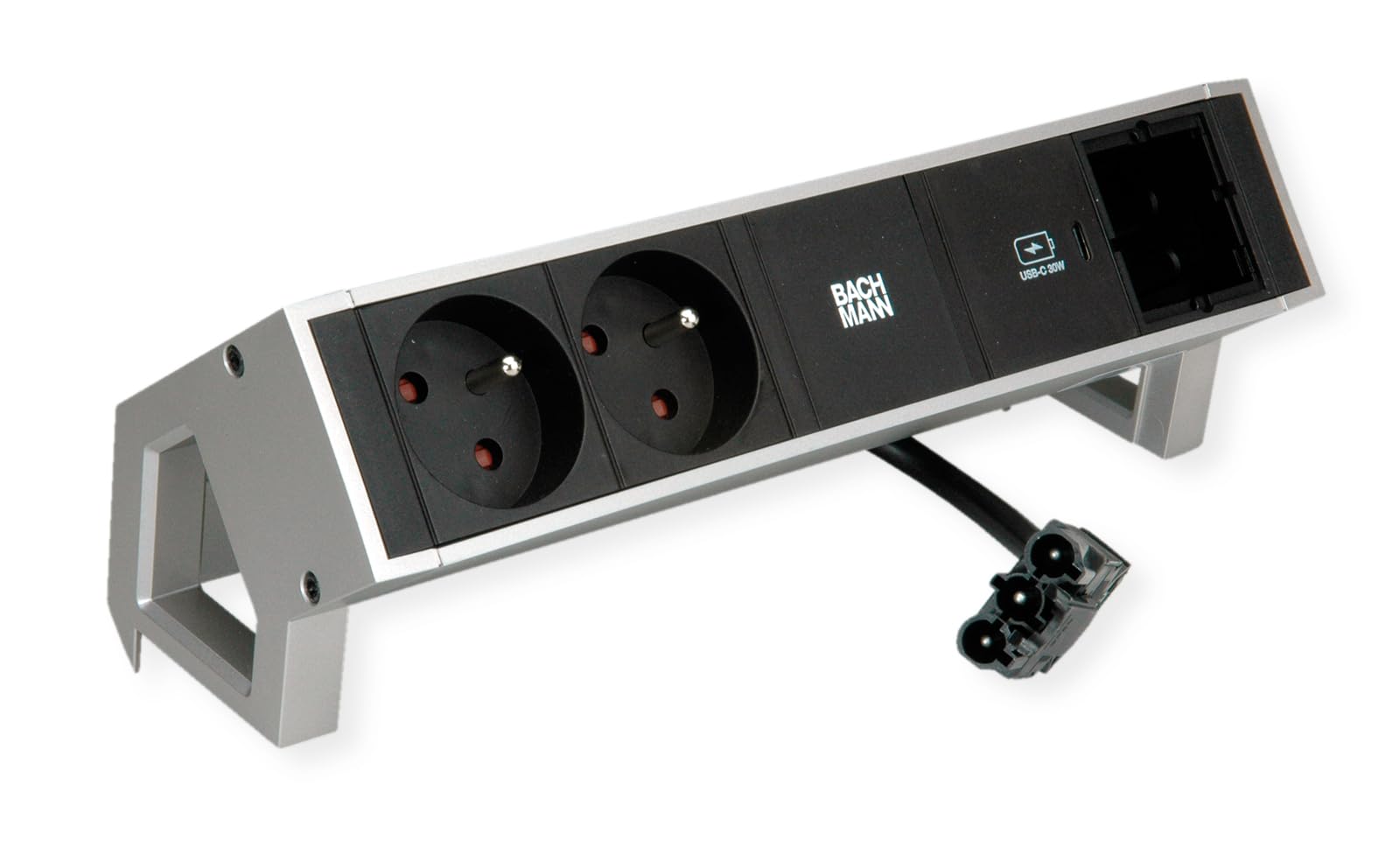 BACHMANN DESK2 2xUTE 1xUSB C 30W 1xCM 0.2m GST18 INOX