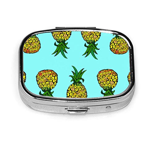 Preisvergleich Produktbild Ananas benutzerdefinierte Mode Silber Quadrat Pillendose Medizin Tablet Halter Wallet Organizer Case für Tasche oder Geldbörse