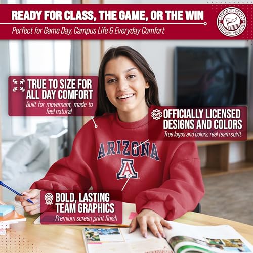 Image of NCAA College Sweatshirt Fleece Crewneck Pullover for Men and Women | Officially licensed NCAA college gameday crewneck pullover - 9 oz fleece lined sweatshirt with arch and logo design