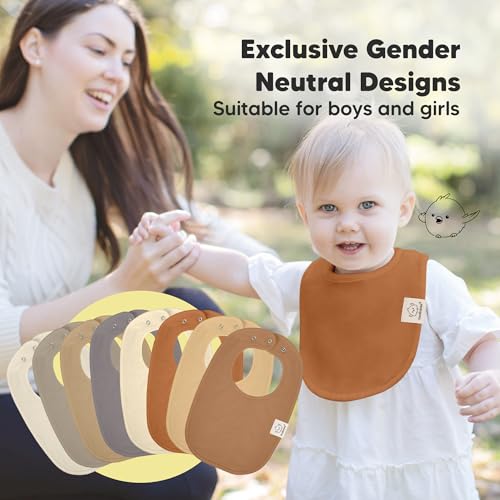 image for KeaBabies 8-Pack Organic Baby Bibs for Boys, Girls - Soft Cotton Drool