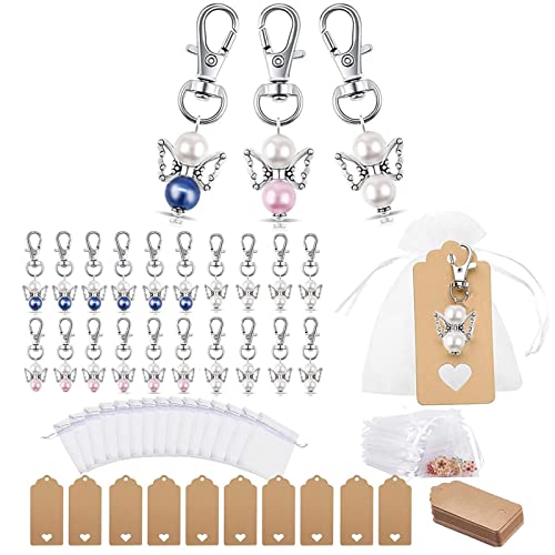 starfa lab Gastgeschenke Taufe Engel Anhänger Gastgeschenke Hochzeit Schutzengel Anhänger mit Organza Beutel und Kraftpapier Anhänger für Gast Babyparty Hochzeits Geschenk Party Mitbringsel 20 Stück