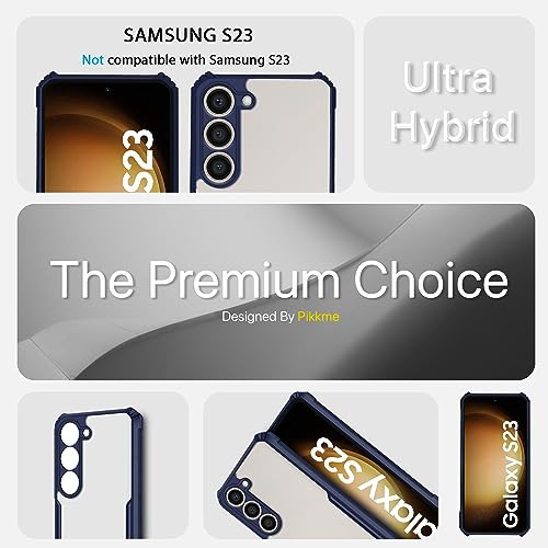 Image of Pikkme Samsung Galaxy S23 5G Back Cover | Crystal Clear Transparent Back | Ultra Hybrid | Full Camera Protection | Raised Edge | Bumper Back Case (Blue)