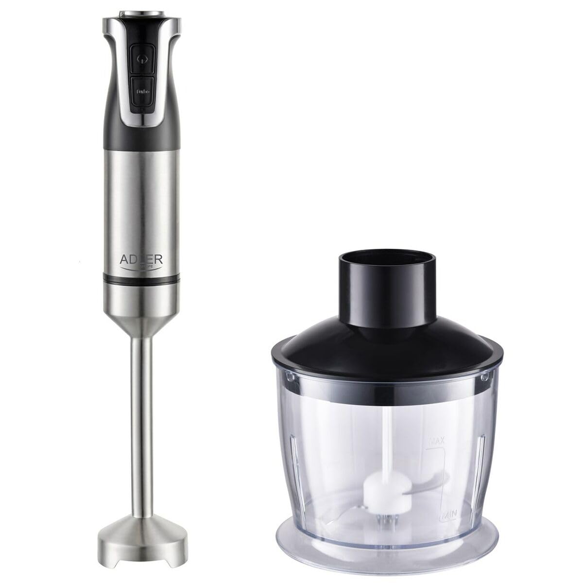 ADLER EUROPE Mixeur Plongeant AD 4627 – 1800 W de puissance, 20 vitesses avec fonction Turbo – 4 lames en acier inoxydable, hachoir 600 ml, verre doseur 700 ml, fouet, mousseur à lait