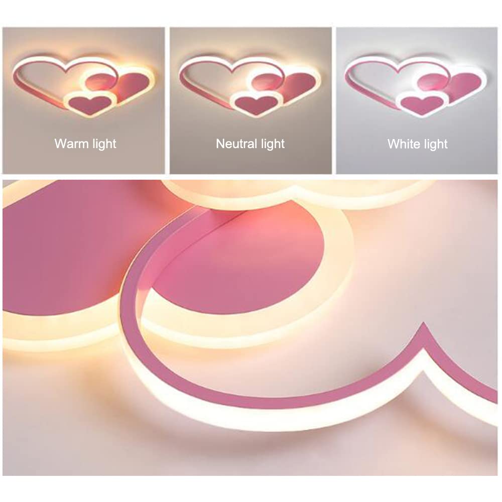 LED Dimbare Plafondlamp Hartvormige Plafondlamp Moderne Woonkamerlamp Met Afstandsbediening Metalen Kroonluchter Voor Kinderkamer Jongenskamer Meisjeskamer Slaapkamer Decoratieverlichting,Wit,50cm