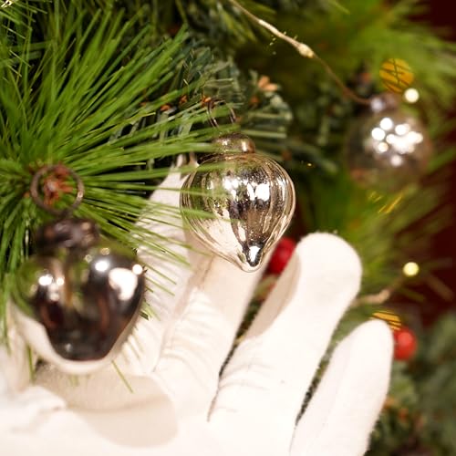 Image of IndianShelf 25 Pieces Silver Glass Vintage Christmas Ornaments Mini Bulk Decorative Ornaments for Halloween, Christmas Tree, New Year, Valentine Day, Holidays, Event and Wedding (25 * 1 Boxes)