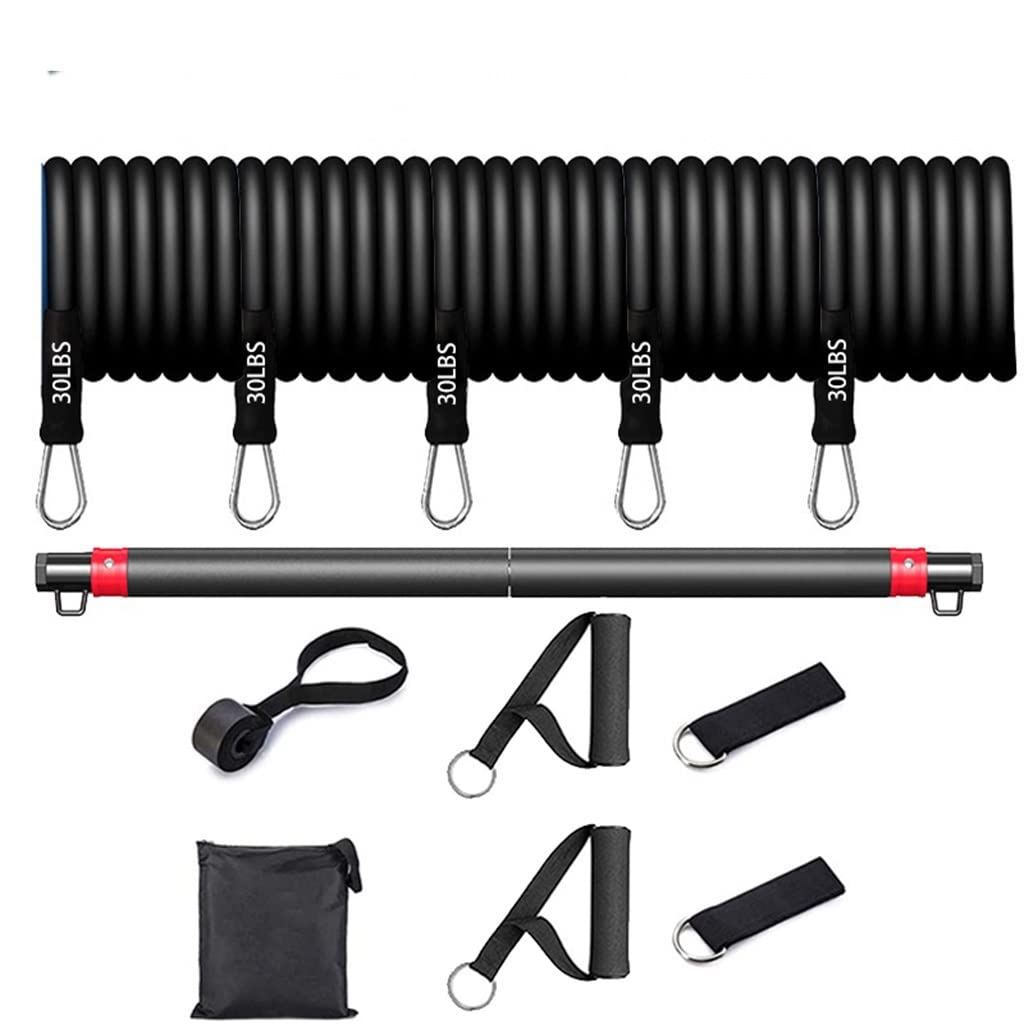 Full Body Workout Portable All-in- Fitness Bar Set Strength Workout Equipment Pilates Workout Resistance Bands E