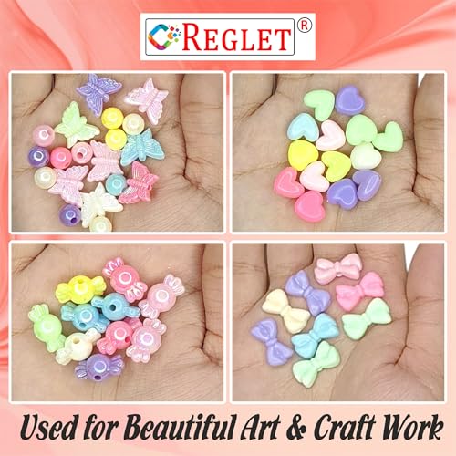 Image of 515 Pcs - Opaque Beads for Jewellery Making Kit - Beads for Bracelet Making Kit - Beads for Craft - Acrylic - Multicolour - 6 Designs, 180g