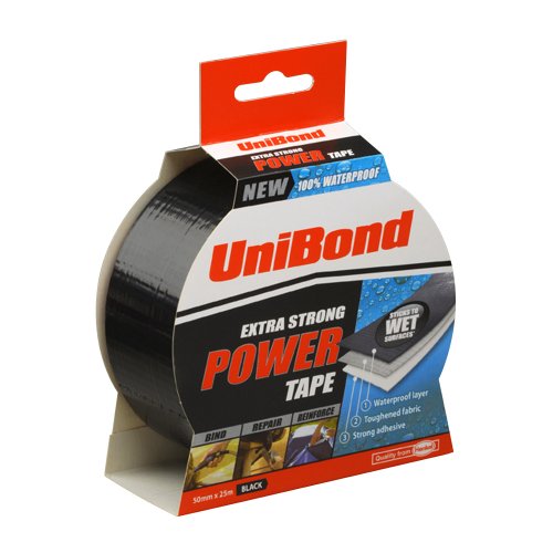 UNIBOND Powertape Zwart 50 mm x 25 m