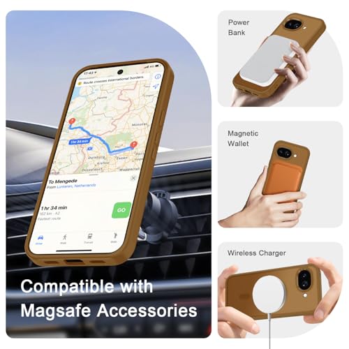 Image of for Google Pixel 10a Case, Matte Magnetic Phone Cover [with 1 Screen Protector] [Support for MagSafe] [Shockproof Military Grade Protection] Translucent Frosted Back, Brown