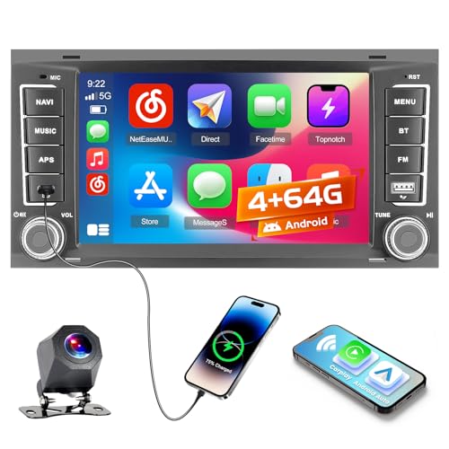 Roinvou 4+64G Android15 Autoradio pour VW T5 Touareg 2004-2011 Transporter Ts Multivan 2004-2009 sans Fil CarPlay Android Auto, 7'' Écran Tactile Radio Bluetooth WiFi...