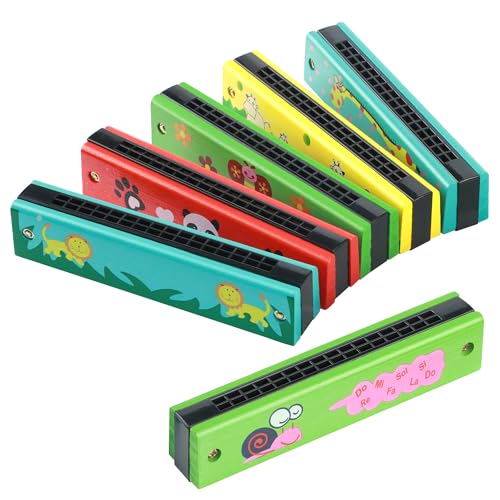 6 Stück Mundharmonika Kinder, Kindergeburtstag Mundharmonika mit Doppelter Reihe von 16 Löchern für Kinder Anfänger, Mitgebsel Kindergeburtstag