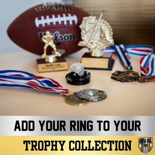 Rival Rings Silver Championship Ring - Fantasy Football Trophy Rings - Champion Rings For Men - Super Bowl Rings With Display Stand - Superbowl Rings For Men And Women - 1St Place Fantasy Sports Ring #TOP5