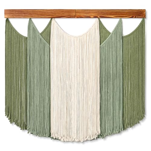 Dremisland Macrame Wall Hanging Dip-Dyed Large Boho Wall Decor Yarn Tapestry Handmade Sage Green Woven Tapestry Wall Art Decorations for Bedroom Living Room Nursery Apartment 31.5x29.5