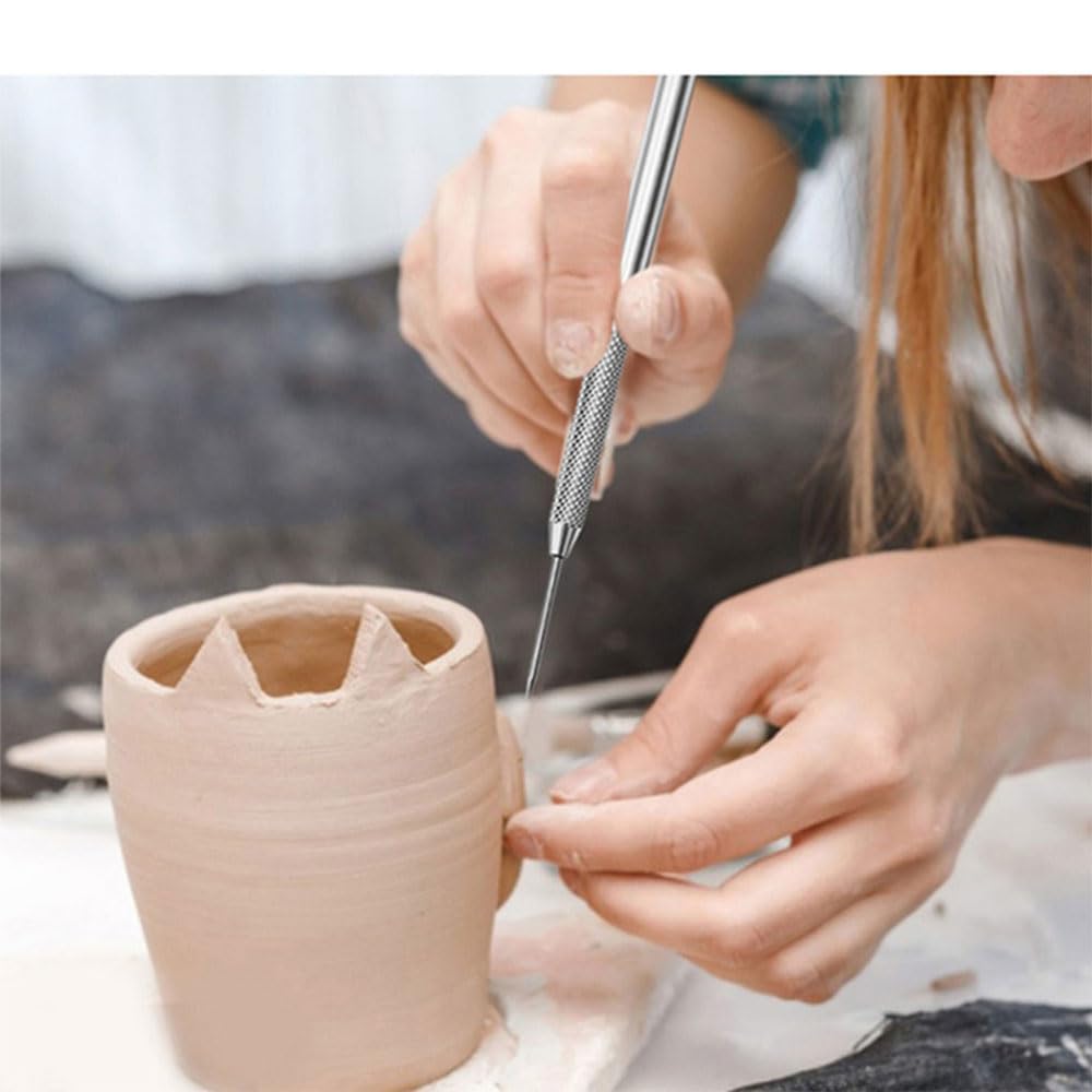 Kit 8 Pezzi Per Modellare Argilla E Ceramica | Costole In Gomma, Raschietti, Ago E Piuma - Foto 5