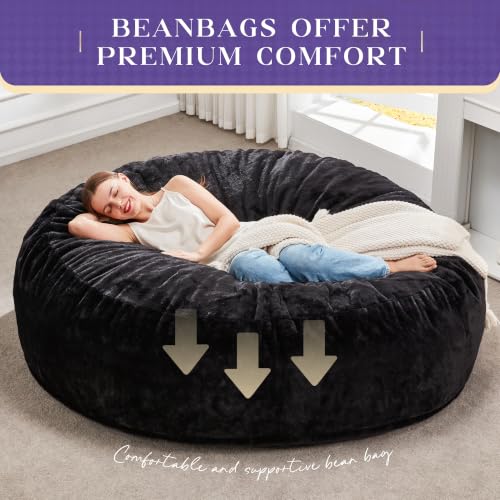 Image of Hobestluk Bean Bag Chair for Adults,6FT Giant Bean Bag Chair Black,Jumbo
