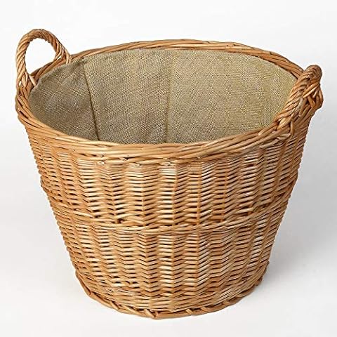 WEIDENPROFI Weidenkorb hell, Holzkorb aus Weide mit Jute Cover