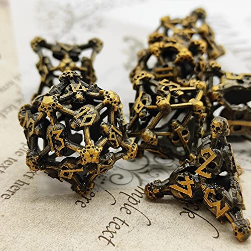 DND-Dice-Set-Hollow-Metal-Halloween-Skull-MTG-Suitable-for-Roleplaying-Dungeons-and-Dragons-RPG-DD-D20-Polyhedral-Board-Game-D20-Figit-with-Black-Dice-Bag-Ancient-Gold