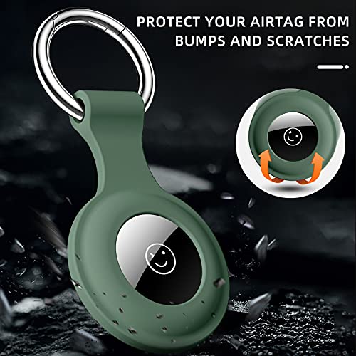 Dirrelo Airtag Keyring Compatible with Apple Airtag Holder Case, 4 Pack Silicone Case Tracker keychain Key Ring for Men Women, Safety Anti-lost Protector Case Cover, Black+Green+Blue gray+Red - Image 3