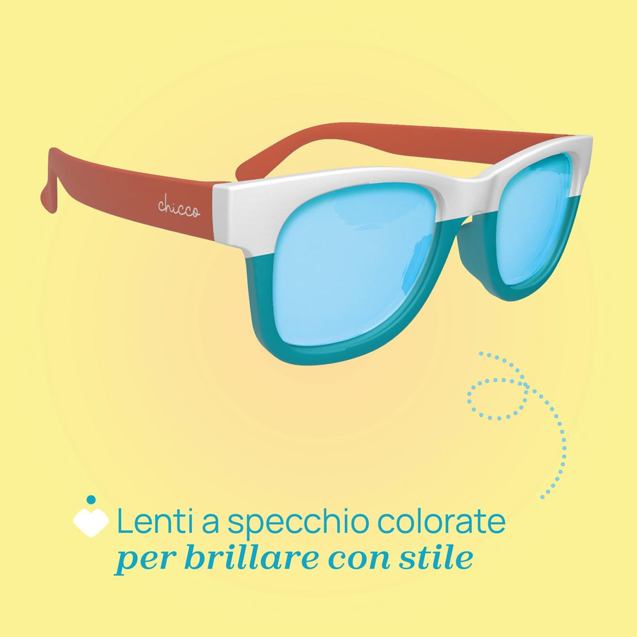 Chicco | Sonnenbrille für Kinder 24 Monate + – Farbe Blaugrün/Weiß – vollständiger Schutz vor den schädlichen Auswirkungen von UVA- und UVB-Strahlen – kratzfeste Gläser