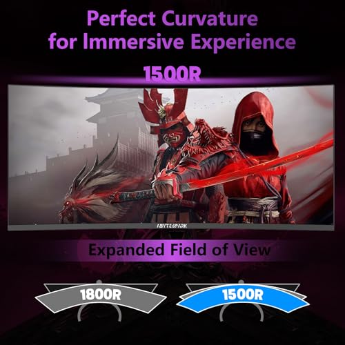 Image of 34 Inch Curved Ultra Wide WQHD 4K (3440 x 1440) Gaming Monitor, 165Hz 1500R-PIP /PBP, 1ms (MPRT), HDR400, DCI-P3 95%,FreeSync & G-Sync, 2 x DP 1.4 and 2 x HDMI 2.0, Tilt Height Adjustment