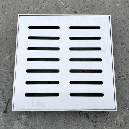 Caniveau Exterieur Grille de Drainage Carrée 10x10 15x15 20x20 25x25 30x30 40x40 50x50 60x60 Cm, Couvercle de Drainage Extérieur en Acier Inoxydable 304 pour Cour, Égout, Garage(15cmx15cm(5 7/8x5 7/8
