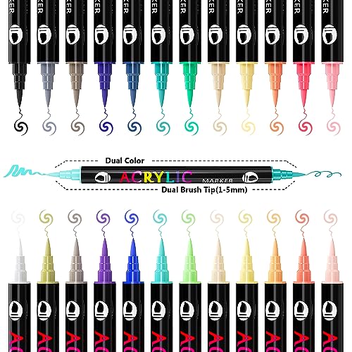 Patamiyar Pennarelli Acrilici Indelebili Per Pietre, 24 Colori/12 Pcs Pennarelli A Vernice Acrilica, Matite Acriliche Per Pietre, Pennarellivernice Acrilico Per Legno Vetro Tela Carta Ceramica Diy - 6