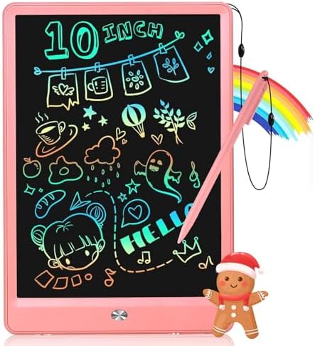EooCoo LCD Writing Tablet for Kids, 10 Inch Colorful Doodle Board Drawing Pad, Learning Toys for Toddlers, No Mess Sketch Pads Coloring Books for Travel, Stocking Stuffers for Girls 3-12 Years