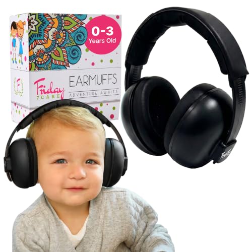Image of Friday 7Care Baby Headphones - Baby Ear Protection, Noise Cancelling Headphones with Adjustable Headband for Ages 0-3 Years, Black