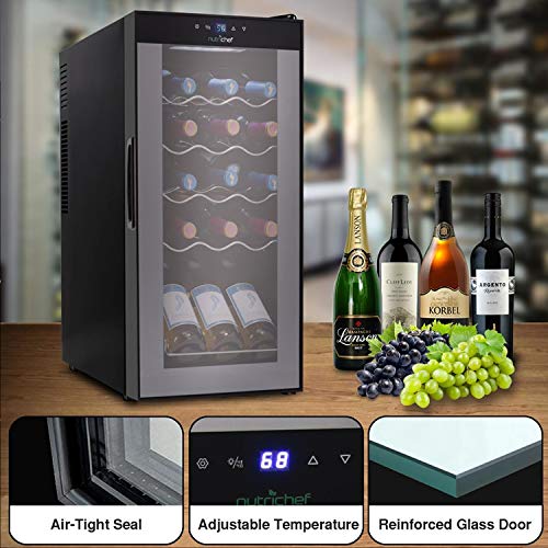 Nutrichef Digital Electric 15 Bottle Adjustable Temperature Thermoelectric Freestanding Wine Chiller Cooler Cabinet Fridge thumb #7