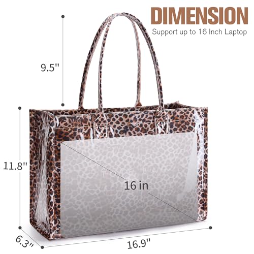 Image of KALIDI PVC Tote Bag Women's Kraft Paper Work Handbags Purses with Top Handle
