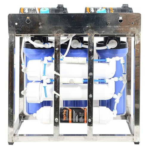 Image of iSpring 25 LPH double purification commercial RO water purifier Plant 25 Liter Per Hour Blue Stainless steel Full Automatic with TDS Adjuster