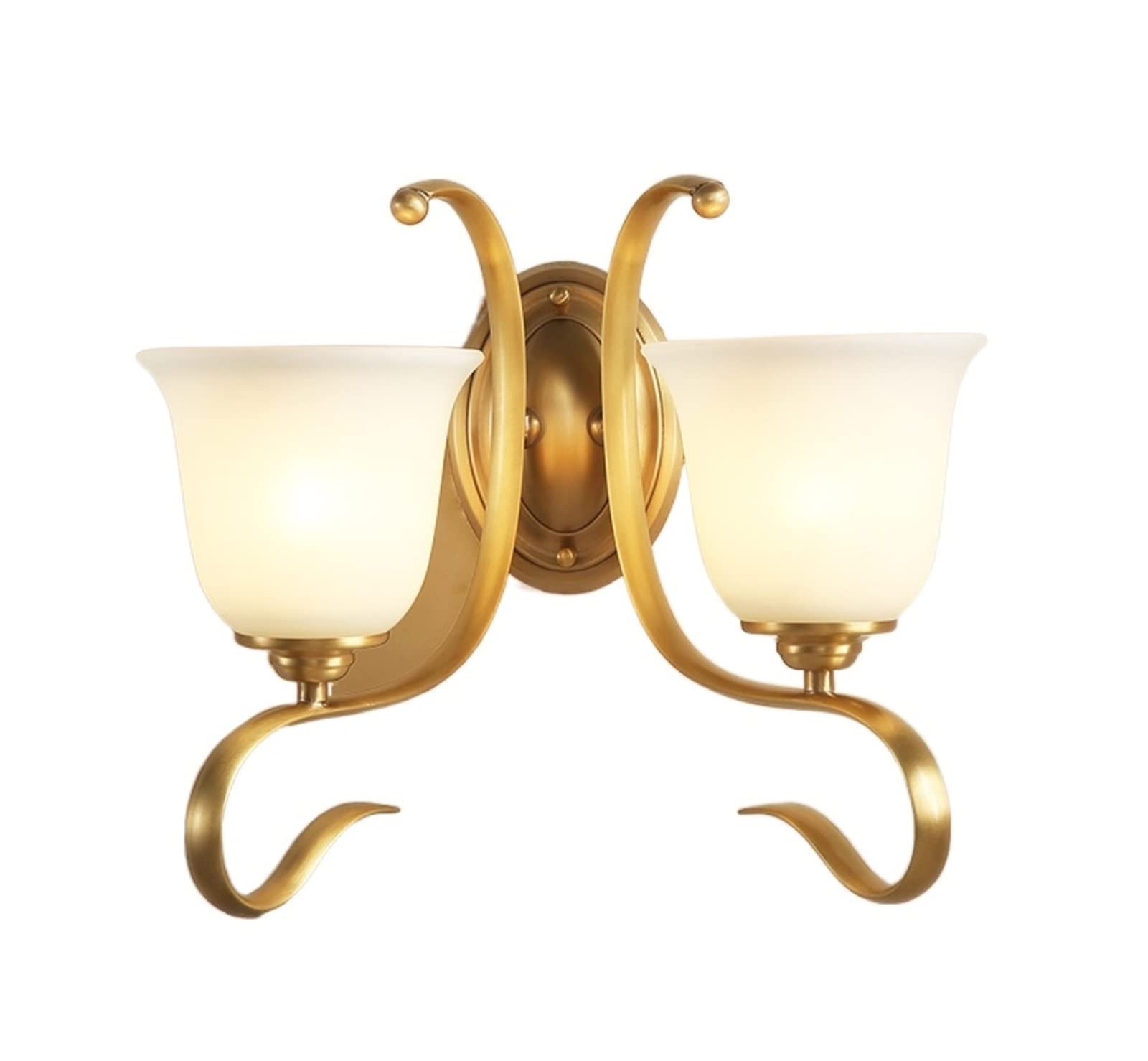 SMCCYYSD Wall Lamp, All Copper Simple Lamp Bedroom Bedside European Sconce Modern Minimalist Living Room Creative Aisle Background Lighting Reading Lam,Onecolor-2-light