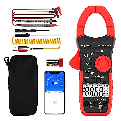 クランプメーター クランプメーターデジタル,RQ-570T-APP カウンデータ ロギング 測定の Amp のボルト オームのキャパシタンス頻度温度の連続性、電気テスター が付いている AC/DC 1000A クランプ 非接触電圧機能付き【日本語説明書付】