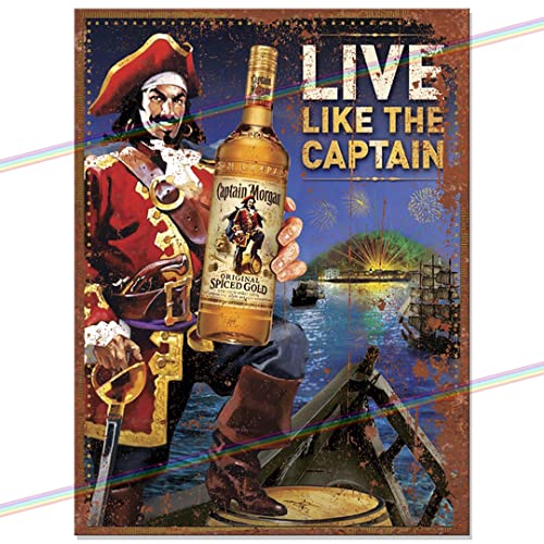 Captain Morgan Metal Bar Sign Logo Man Cave Tin Father's Day Gift Retro Vintage Hanging Wall Plaque Kitchen Shed Garage Garden Bar Made Uk (15cm x 10cm) CMSR