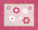 Pink and Green Flower Accent Floor Rug by Sweet Jojo Designs