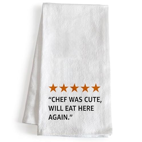 MAINEVENT The Chef was Cute Will Eat Here Again Chef Kitchen Towel 18x24 Inch, Chef was Cute Would Eat Here Again Tea Towel, Funny Chef Towel for The Kitchen, Funny Kitchen Decor