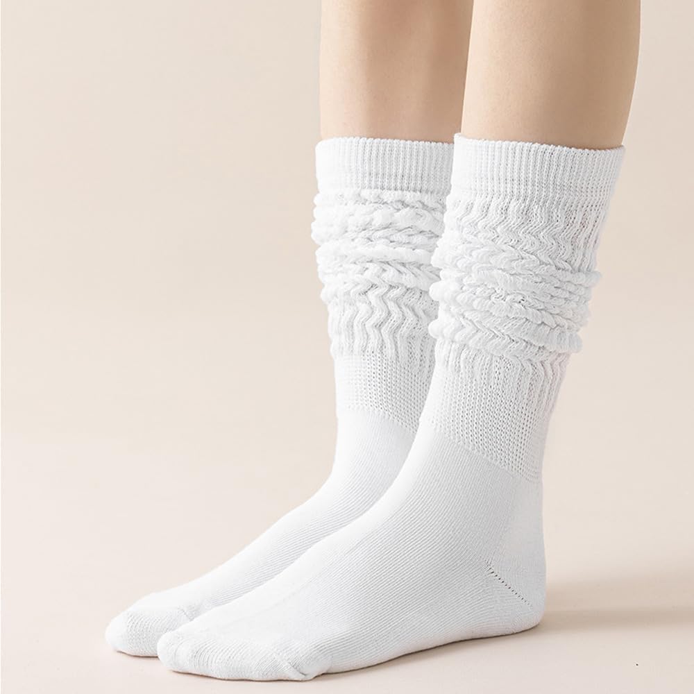 DRESHOW Slouch Socks for Women Chunky Scrunch Knee High Sock Cotton Neon Leg Warmers Extra Long Knit Slouchy Socks Size 5-11 - Image 8