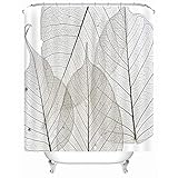  Rubyia Cortina Ducha Tela, Patrón de la Hoja Cortinas Baño, Poliester, Anillos de Cortina Incluidos, 165x180cm