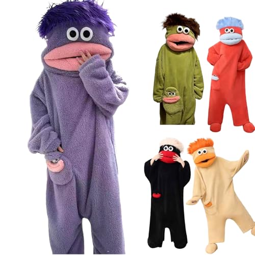 Generisch Goofy Onesie Silly Onesie Fleece Pajamas Herren Daman Cozy Full Body Sleepwear Monster-Onesies FüR Erwachsene Big Mouth Monster Onesies Pajamas - Plush Coral Fleece for Women