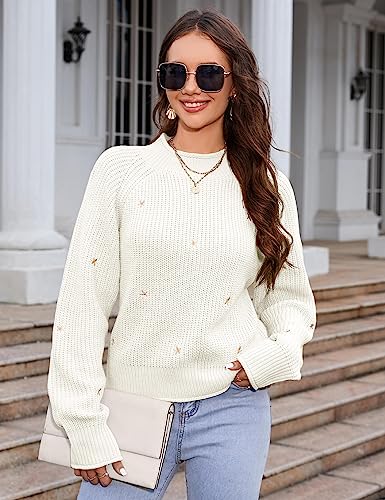 Image of Womens Mock Neck Oversized Sweaters Knit Ribbed Long Sleeve Fall Winter Pullover Sweater Tops