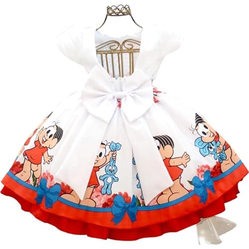 Vestido Infantil Temático Mônica Festa Luxo E Tiara (6)