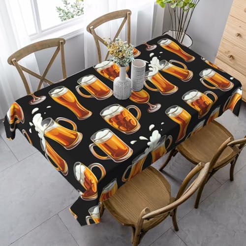 HDTVTV Mantel Rectangular Lavable, Ideal para Fiestas de cumpleaños y decoración de mesas de Centro, 89 x 139 cm. Vaso de Cerveza.